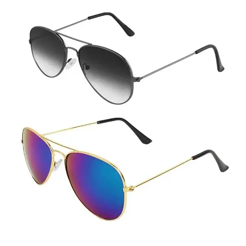 Combo of 2 Stylish Metal Aviator Sunglasses