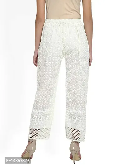 Cotton Embroidery Ankle Length Party Wear Palazzo Pant, Waist Size