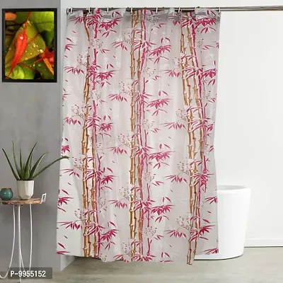 Castle Decor PVC 7 Feet Bamboo Design Shower Curtains With 8 Hooks-thumb0
