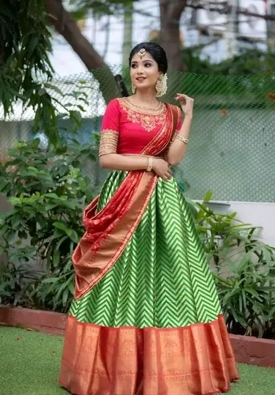 Rama And Red Banarasi Silk Lehenga Choli Wedding Party Wear Women Beautiful  Look | eBay