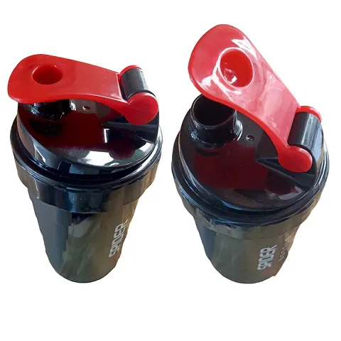 Stylish Spider Protein Gym Shaker Bottle For Gym And Multi Purpose 500ml (Red,2Pcs)