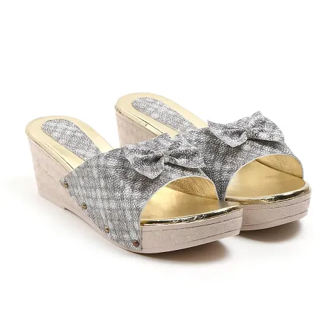 Stylish Wedges Sandal for Women (silver)