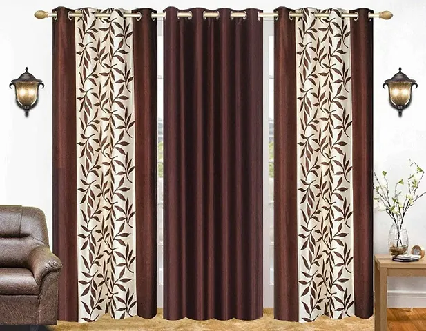 Polyester Eyelet Fitted Door Curtains, Set of 3