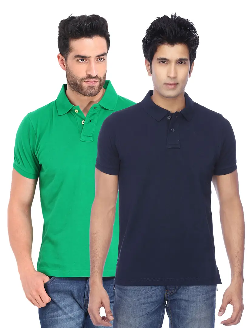 Men's Pack Of 2 Cotton Polo T Shirt