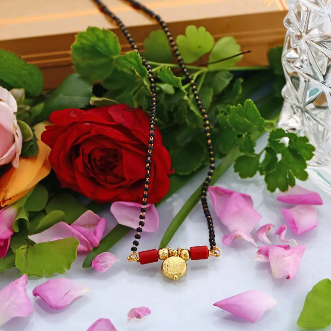 Mangalsutra with sale red coral