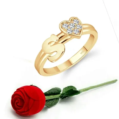 Letter S 14KT Yellow Gold Initial Ring