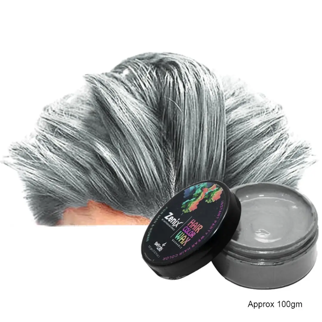 Temporary Hair color (Pack of 1, SILVER) Hair Wax (100 g)
