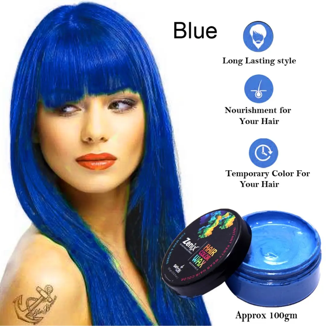 Temporary Hair Color Wax Blue Hair Wax (100 g) HAIR COLOR WAX (BLUE)