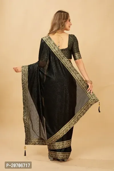 Girlish Black Colour Thread Embroidery With Diamond Work Partywear Saree -  KSM PRINTS - 4140053