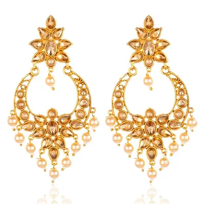 Ethnic Traditional Designer Gold Plated Dangle Earrings