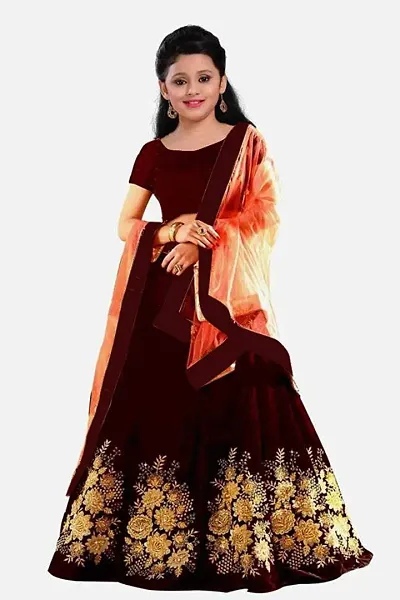 Buy F Plus Fashion Girl's Net Semi stitched Lehenga Choli (FP_K_Red  Butterfly_Red_8-13 Years) at Amazon.in