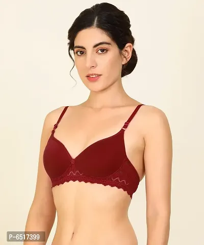 Buy Elegant Cotton Self Design Non Padded Bras For Women Online In