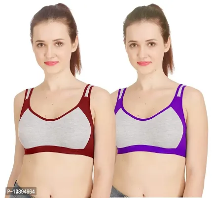 Girl's Adjustable Strap Training Sports Cotton Spandex Bra for Tweens Or  Teens, Pack of 2